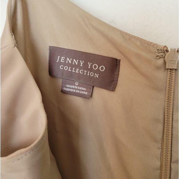 🚨NEW JENNY YOO Blake Dress In Truffle Tan Crepe Wedding Bridesmaid Prom Size 0 - Picture 4 of 14